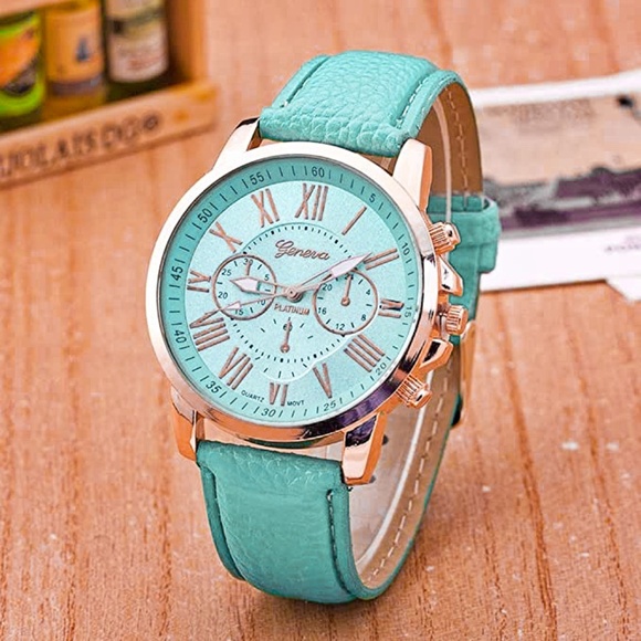 Turquoise Roman Numerals Analog Quartz Watch NWT - Picture 3 of 6